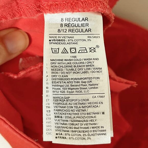 Gap Women's Slim City Khakis 8 Salmon Pink Chinos Ankle Stretch Mid Rise Pants - Picture 7 of 8